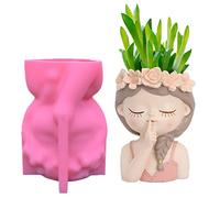 Body Flower Pot Vase Silicone Mold Succulent Planter Concrete Mold- Boo Girl Silicone Mould Candle Holder Mould - Girl Face Storage Box Flower Pots Resin Cement Polymer Clays Mould