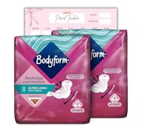 Body Form 8 Ultra Long Sanitary Towels with Wings Pack of 2, 16 (8 x 2 Packs) Heavy Flow Breathable Top Layer Period Pads, Cour-V Ultra Long with Caliko Period Tracker