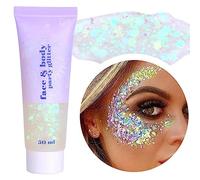 Body Glitter Gel 50g, Mermaid Chunky Glitter Liquid, Long-Lasting Glitter Sequins Glitter Gel for Festival Masquerade Birthday #White