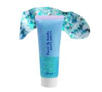 Body Glitter Gel, 50ml Lake Blue Hair Glitters, Face Sequins Shimmer Liquid Eyeshadow, Mermaid Sequins Festival Glitter Chunky Glitters for Eye Hair Lip Nail DIY Art Party (10 Lake Blue)