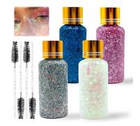 Body Glitter Gel,Mermaid Sequins Chunky Glitter Liquid Gel for Face,Liquid Eyeshadow Sequins Glitte r,4PCS 40ml,Sparkling Festival Party Lotion,Festival Accessories for Face, Body, Eye, Hair