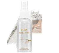 Body Glitter Spray for Women, Shimmer Mist for Hair, Face & Clothes, Quick-Dry Non-Sticky Body Oil Spray, Waterproof Shimmer Mist，Long-Lasting Radiant Glow for Party Makeup，80ml (Silver)