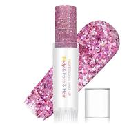 Body Glitter Stick - Chunky Glitter Gel for Face Body Hair - Sparkling Holographic Mermaid Glitter Makeup, Waterproof & Long Lasting Face Glitter Gel, Pink