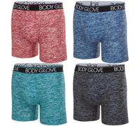 Body Glove Mens 4-Pack Micro Modal Boxer Briefs, Cool Moisture Wicking Pouch Brief, Multi-Color Male Underwear Boxers, Black, Maroon, Blue and Teal, Large