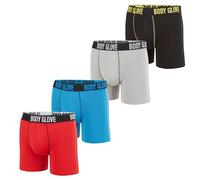 Body Glove Mens Boxer Briefs Multi Packs, Dry Fit Performance Value Underwear, Breathable Active Stretch Athletic Boxers, Red, Blue, Black and Gray, L