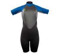 Body Glove Pro3 Women Shorty Spring Wetsuit 2.2mm Back Zip Quadra Flex 4 Way Stretch Thermal Lightweight Performance for Surfing, Boogie Boarding, Swimming, Snorkeling, and Scuba Diving (9/10, Blue)
