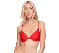 Body Glove Women's Greta Solid Molded Cup Push Up Underwire Bikini Top Swimsuit, Smoothie True Red, Large