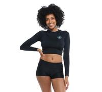 Body Glove Women's Let It Be Long Sleeve Crop Top Rashguard with UPF 50+ Rash Guard Shirt, Black, Medium