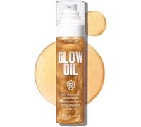 Body Glow Oil, Broad Spectrum SPF 50, Glitter Shimmer Sunscreen Body Oil Lotion with Sequin Mica, Lightweight Non-Sticky Moisturizer with Coconut, Skin Illuminator Glowing Results (Golden Amber)
