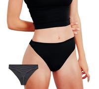 Body - Gracie Sporty Thong (Size Large/UK 12), Sustainable Light 10ml Absorbent Leak Proof Breathable Underwear, Bladder Leaks, Periods, Discharge & Sweat Protection - Black