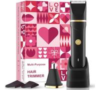 Body Hair Trimmer for Men- Manscape 3 in 1 Pubic Hair Groomer Trimmer,IPX7 Waterproof Wet/Dry Replaceable Ceramic Blade,Type-C Rechargeable Dock & Nose/Ear Head