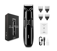 Body Hair Trimmer for Men - Rechargeable Body Shaver for Mens, Type-C, Wet & Dry, Mens Ball Trimmer with 4 Adjustable Combs for Groin/Legs/Back, Black