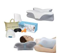 Body Harbour Orthopedic Memory Foam Pillow - Ergonomic Contour Cervical Support for Neck & Shoulder Pain - Adjustable Height for Side & Back Sleepers - Cooling Washable Cover + Free Extra Pillowcase