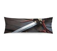 Body Japan Samurai Sword Pillowcase Long Pillow Pillowcases Polyester Microfiber Pillow Cover with Hidden Zipper Closure Machine Washable Soft Breathable Cushion Cover