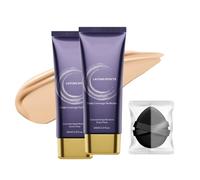 Body Makeup, Body Coverage Perfector & Complexion Perfector with Powder puff, Sweat-Resistant Transfer-Resistant Leg & Body Foundation, Tattoo Cover Up, Natural Radiant Finish,60ml-(2pcs)