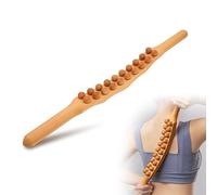Body Massage Gua Sha Tools, Double Row 20 Beads Point, Beauty Salon Household Use Natural Beech Wood for for Back, Shoulders, Abdomen & Fascia (Log)
