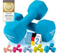 Body & Mind® Neoprene Dumbbells - Dumbbell Sets and Dumbbell Rack | Non-slip neoprene dumbbells with hexagonal anti-roll shape - pairs from 1-5 kg, set with rack or rack only