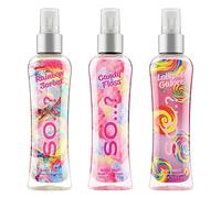 Body Mist by So…? Womens Lollipop Galore, Rainbow Sorbet, Candy Floss Body Spray Mixed Fragrance 100ml Bundle (Pack of 3)
