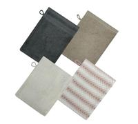 Body Mitt - 4 Piece Cotton Scrub Glove Set for and Cleansing, Gentle Bath Towel for Hand Face and Skin Care, Washcloth Men Kids Baby Use, Soft Reusable Accessory 8 Inches