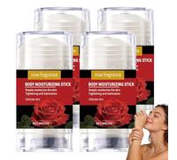 Body Moisturizing Solid Stick, Rose Fragrance Long-Lasting Body Balm, Portable Moisturizer Stick, Non-Sticky Fast-Absorbing Bodys Hydrator, Gentle Sensitive Skin Moisturizing Balm. (4PCS)