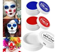 Body Paint Halloween Face Paint 200g, Afflano Clown Makeup Red White and Blue Face Paint Kit, Red Face Painting for Adult Corpse Bride Joker SFX Skeleton Halloween Makeup Football Sport