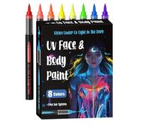 Body Paint Markers - 18 Pieces Temporary Fluorescent Hardware, Skin-Safe Washable Ink System, Stencil Kit, Festivals & Cosplay, Neon Colors For Kids Adults Halloween Party