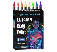 Body Paint Markers - 18 Pieces Temporary Fluorescent Safe Washable for Skin | Neon Pigment Set with Artistic Patterns & Quick-Dry Ink for Concerts, Festivals, Cosplay and Halloween