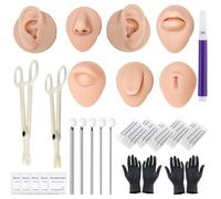 Body Piercing Kit - 48pcs Piercing Practice Kit Includes 25pcs Mix Piercing Needles 7Pcs Silicone Model Body Part Displays Set 2 Piercing Clamps Forceps and Piercing Tools Supplies