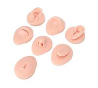 Body Piercing Kits, Silicone Piercing Body Model Soft Silicone Ear Mouth Nose Eye Tongue Navel Model with Display Stand for Piercing Exercises (Light Beige)