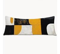 Body Pillow Case 120 x 40 cm Long Bolster Pillow Cover Yellow Double Sided Printing Headboard Cushion Black, Velvet Extra Large Pillowcases with Invisible Zipper Machine Washable, Home Decor 1Y-665