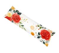 Body Pillow Case 120 x 40cm Long Bolster Pillowcase Flower with Invisible Zipper Extra Large Pillowcase Red, Double Sided Printing Velvet Pillow Cover, Side Sleeper Machine Washable, Home Decor bz-483