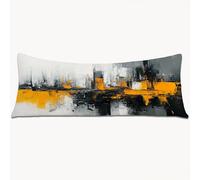 Body Pillow Case 145 x 40 cm Long Bolster Pillow Cover Black Double Sided Printing Headboard Cushion Yellow, Velvet Extra Large Pillowcases with Invisible Zipper Machine Washable, Home Decor 1Y-613