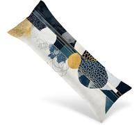Body Pillow Case 145 x 40 cm Long Bolster Pillow Cover Navy Blue Double Sided Printing Headboard Cushion Gold, Velvet Extra Large Pillowcases with Invisible Zipper Machine Washable, Home Decor 1Y-1773