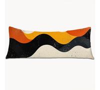 Body Pillow Case 145 x 40 cm Long Bolster Pillow Cover Orange Double Sided Printing Headboard Cushion Black, Velvet Extra Large Pillowcases with Invisible Zipper Machine Washable, Home Decor 1Y-599