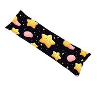 Body Pillow Case 145 x 40cm Long Bolster Pillowcase Black with Invisible Zipper Extra Large Pillowcase Star, Double Sided Printing Velvet Pillow Cover, Side Sleeper Machine Washable, Home Decor bz-337