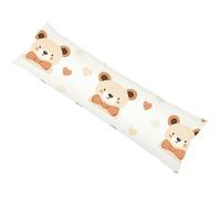 Body Pillow Case 145 x 40cm Long Bolster Pillowcase Cream with Invisible Zipper Extra Large Pillowcase Bear, Double Sided Printing Velvet Pillow Cover, Side Sleeper Machine Washable, Home Decor bz-415