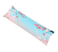 Body Pillow Case 150 x 50cm Long Bolster Pillowcase Cherry Blossoms with Invisible Zipper Extra Large Pillowcase Blue, Double Sided Printing Linen Pillow Cover, Machine Washable, Home Decor bz-403