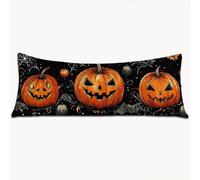 Body Pillow Case 160 x 50 cm Long Bolster Pillow Cover Black Double Sided Printing Headboard Cushion Halloween, Velvet Extra Large Pillowcases with Invisible Zipper Machine Washable, Home Decor 1Y-761