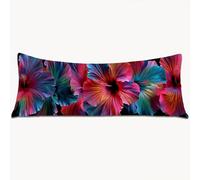 Body Pillow Case 160 x 50 cm Long Bolster Pillow Cover Purple Double Sided Printing Headboard Cushion Flower, Velvet Extra Large Pillowcases with Invisible Zipper Machine Washable, Home Decor 1Y-813