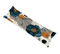 Body Pillow Case 180 x 60cm Long Bolster Pillowcase Brown Invisible Zipper Extra Large Pillowcase Flower, Double Sided Printing Linen Pillow Cover, Side Sleeper Machine Washable, Home Decor bz-703