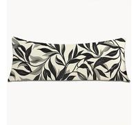 Body Pillow Case 90 x 30 cm Long Bolster Pillow Cover Black Double Sided Printing Headboard Cushion Leaf, Velvet Extra Large Pillowcases with Invisible Zipper Machine Washable, Home Decor 1Y-617
