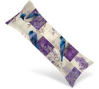 Body Pillow Case 90 x 30 cm Long Bolster Pillow Cover Purple Double Sided Printing Headboard Cushion Bird, Velvet Extra Large Pillowcases with Invisible Zipper Machine Washable, Home Decor 1Y-1977