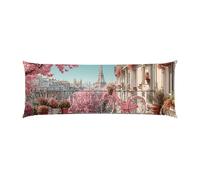 Body Pillow Cover 12x36in Eiffel Tower Cherry Blossoms Long Pillowcase Protector Velvet with Zipper Decor Bedding Pillowcase Rectangle Soft Cushion Covers for Bed, Decor Pillow Case for Pregnancy w-2