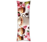 Body Pillow Cover 12x36in Pillows Case Cake Coffee Long Pillow Cases Protector with Zipper Decorative Bedding Pillowcase Rectangle Velvet Cushion Covers for Pregnancy Maternity Women Side Sleeper b109