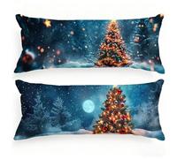 Body Pillow Cover 16x58 Inch Snow Cushion Covers Christmas Tree Large Pillow Cases 2 pack Linen Decorative Pillows Double Sided Printing and Invisible Zipper for Sofa Room Decor Bed Cushions, Model440