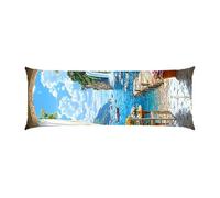 Body Pillow Cover 16x60in Coastal Scenery_ Long Pillowcase Protector Velvet with Zipper Decor Bedding Pillowcase Rectangle Soft Cushion Covers for Bed, Decor Pillow Case for Pregnancy/Baby w-252
