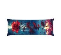 Body Pillow Cover 16x60in Long Lumbar Throw Pillow Covers Decorative Soft Bedding Pillowcase Red Rose Cushion Pillow Case for Farmhouse Bedroom Couch Sofa Bed Living Room Home Decor Pack of 1 g-331