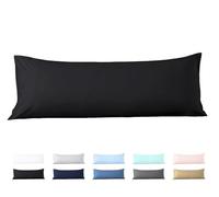 Body Pillow Cover 20x48 Body Pillow Case 100% Egyptian Cotton 600 Thread Count Soft & Skin-Friendly 1 Piece Body Pillowcase with Zipper Closure - 20x48 Inches, Black