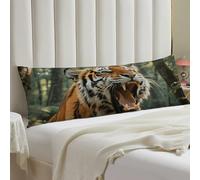 Body Pillow Cover 20x54 Long Pillow Case with Invisible Zipper Breathable Microfiber Siberian Tiger in The Forest Pillowcase Soft Cozy Protector for Bedroom Couch Sofa Bed Home Decor All Seasons