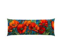 Body Pillow Cover 20x54in Long Lumbar Throw Pillow Covers Decorative Soft Bedding Pillowcase Red Poppy Flowers Cushion Pillow Case for Farmhouse Bedroom Couch Bed Living Room Home Decor Pack of 1 g332